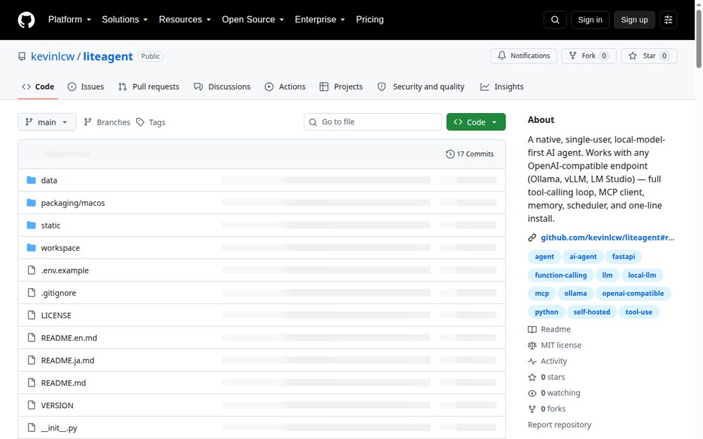 LiteAgent GitHub repository screenshot